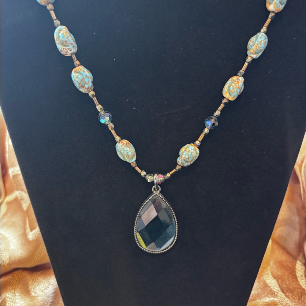 Vintage Turquoise‎ and Blue Teardrop Necklace